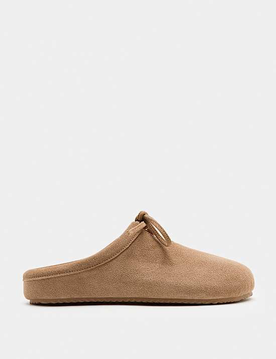 Suede Bow Tie Mule Clog Slippers