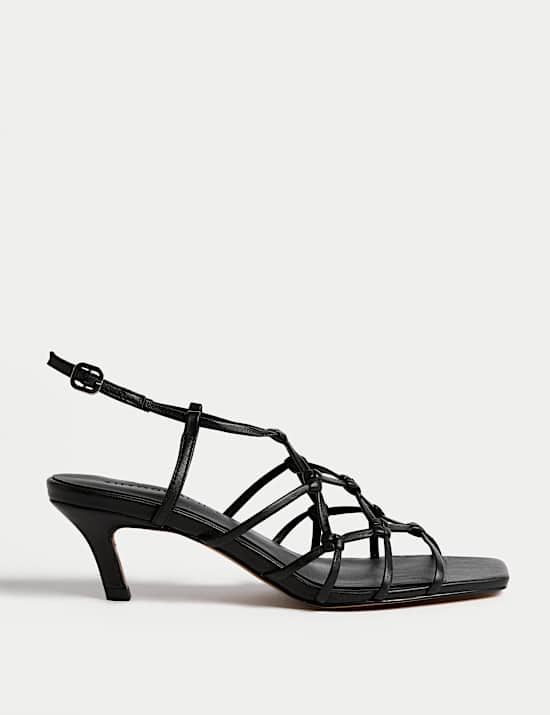 Leather Strappy Stiletto Heel Sandals