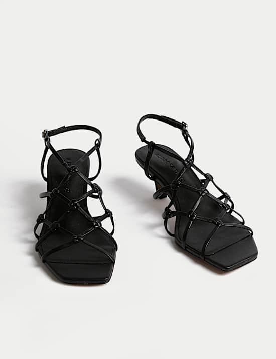 Leather Strappy Stiletto Heel Sandals