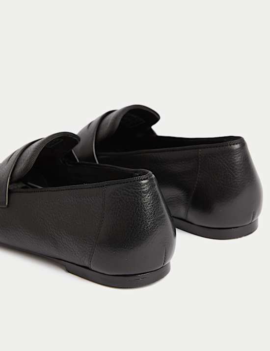 Leather Slip On Flat Loafers
