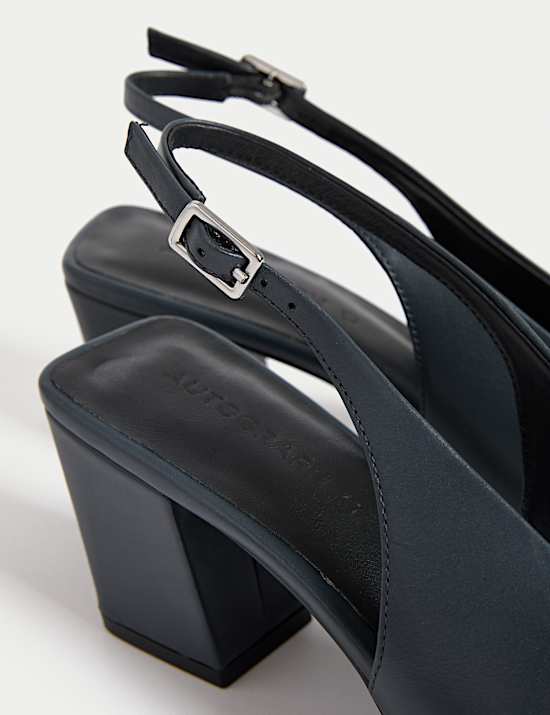 Leather Slingback Chisel Toe Court Shoes