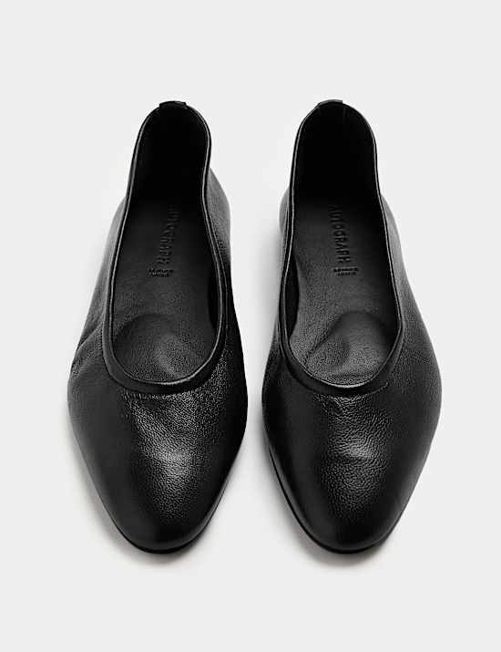 Leather Flat Ballet Pumps