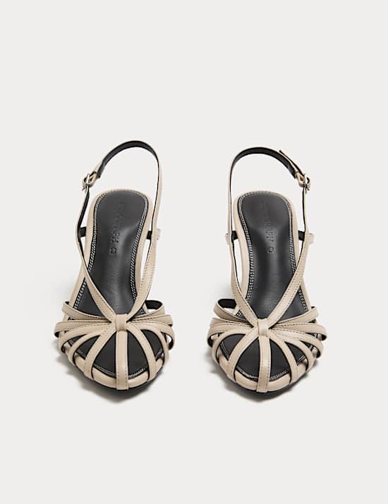 Riemchensandalen aus Leder mit St&ouml;ckelabsatz