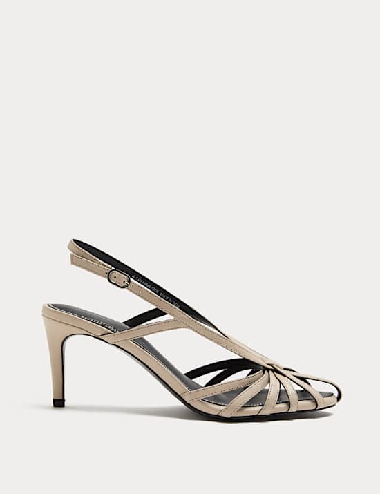 Riemchensandalen aus Leder mit St&ouml;ckelabsatz