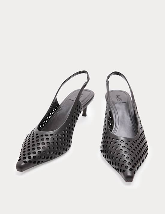 Leather Laser Cut Slingback Sandals
