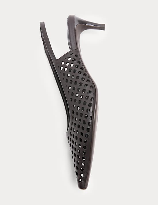 Leather Laser Cut Slingback Sandals