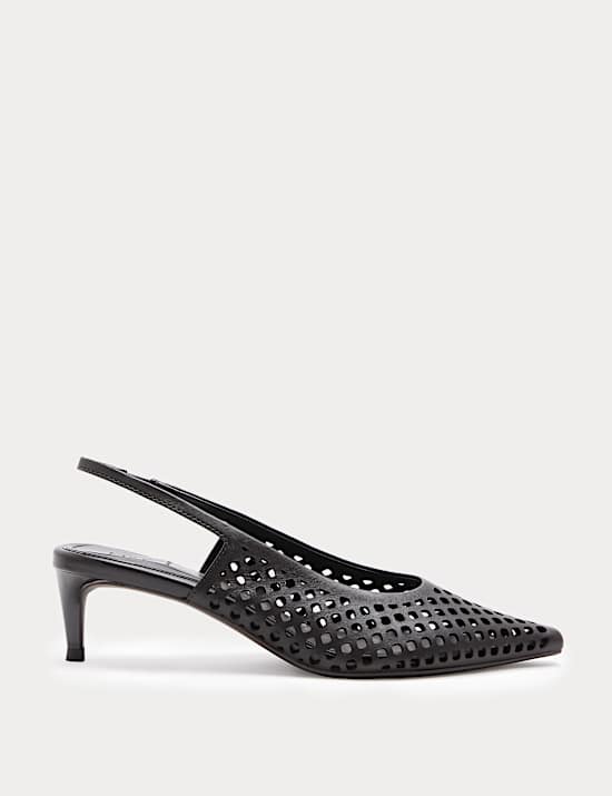 Leather Laser Cut Slingback Sandals