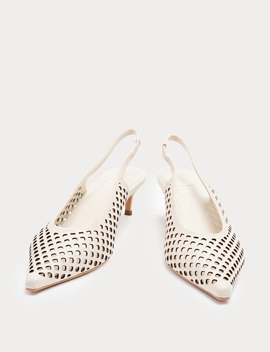 Leather Laser Cut Slingback Sandals