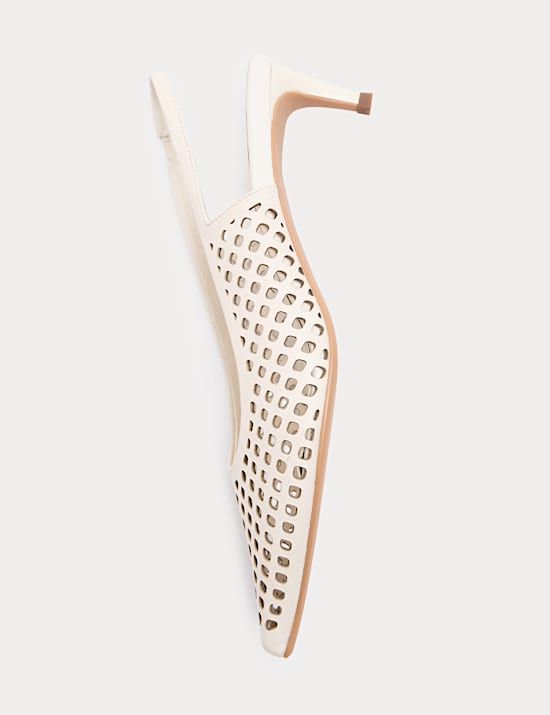 Leather Laser Cut Slingback Sandals