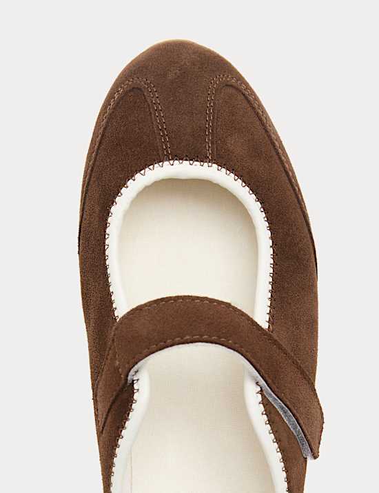 Zamszowe buty sportowe Mary Jane z jednym paskiem