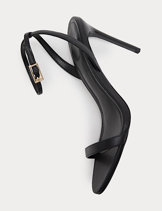 Leather Ankle Strap Stiletto Heel Sandals