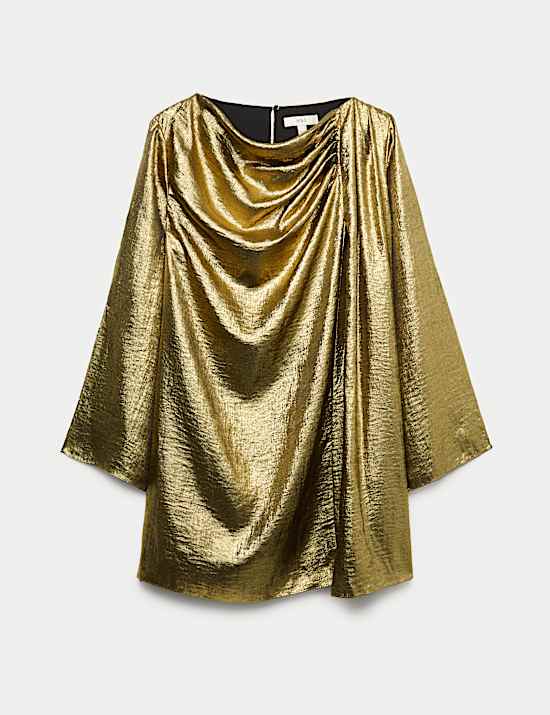 Drapiertes Minikleid mit Metallic-Effekt