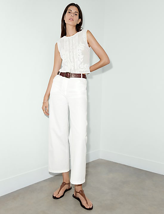 Pure Cotton Sleeveless Mesh Top