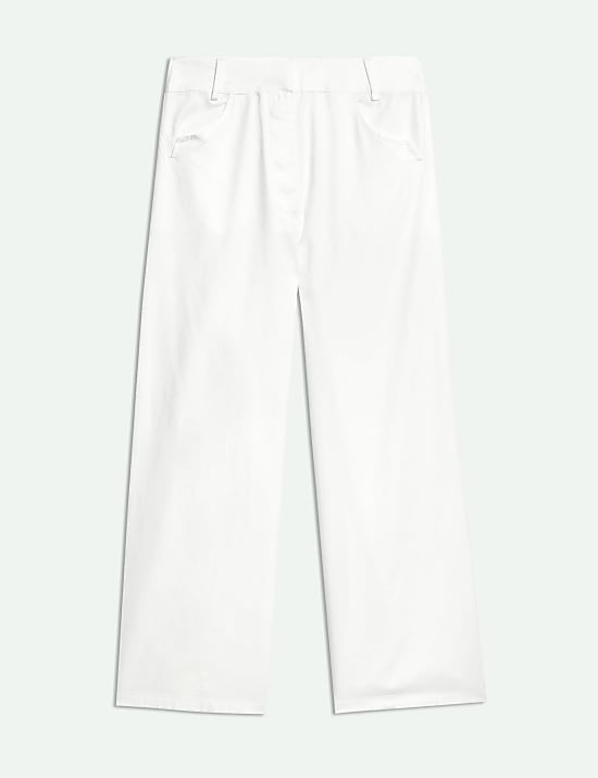 Pure Cotton Lace-Up Detail Trousers