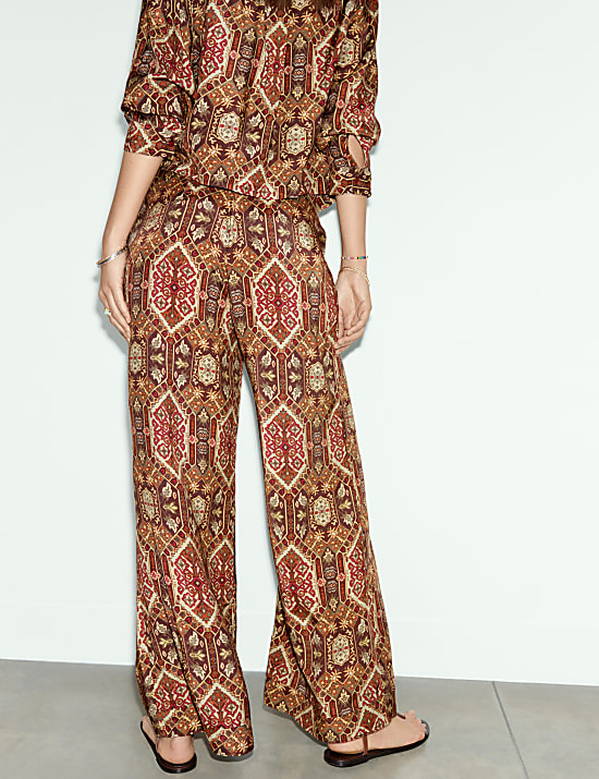 Printed Wide Leg Trousers
