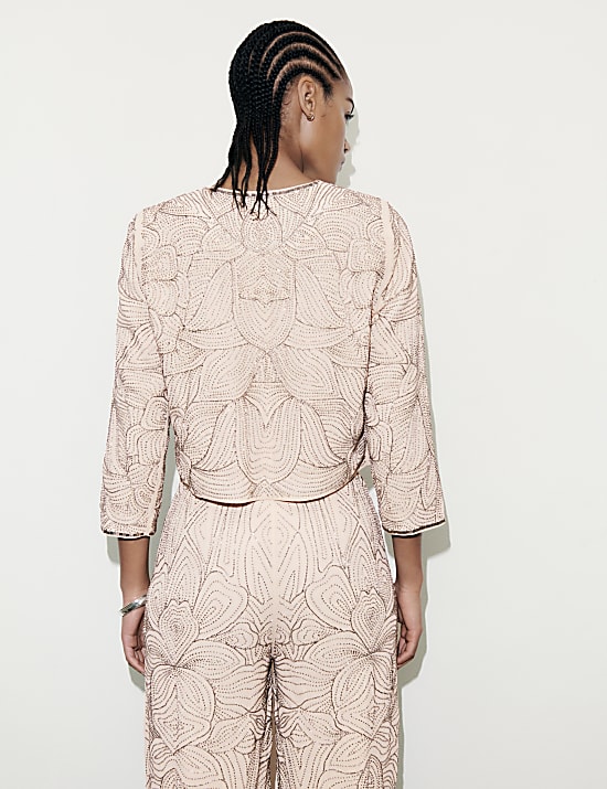 Pantalon large perlé