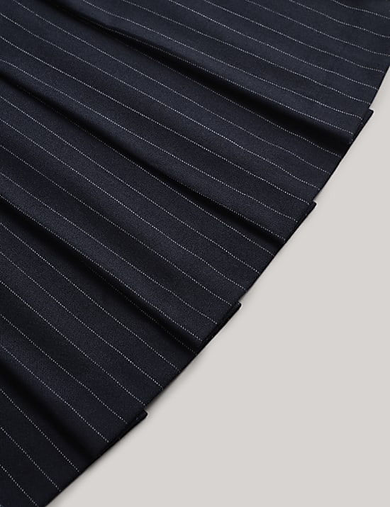 Geplooide minirok van wolmix met krijtstreep