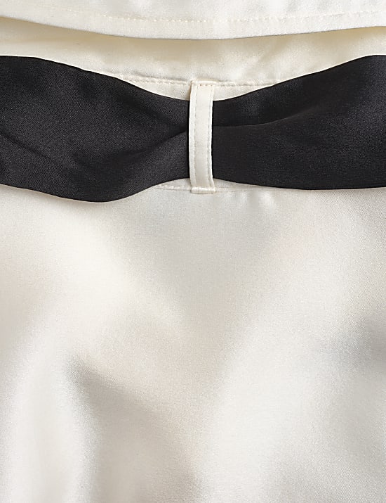 חולצת משי טהור עם צווארון וקשירה