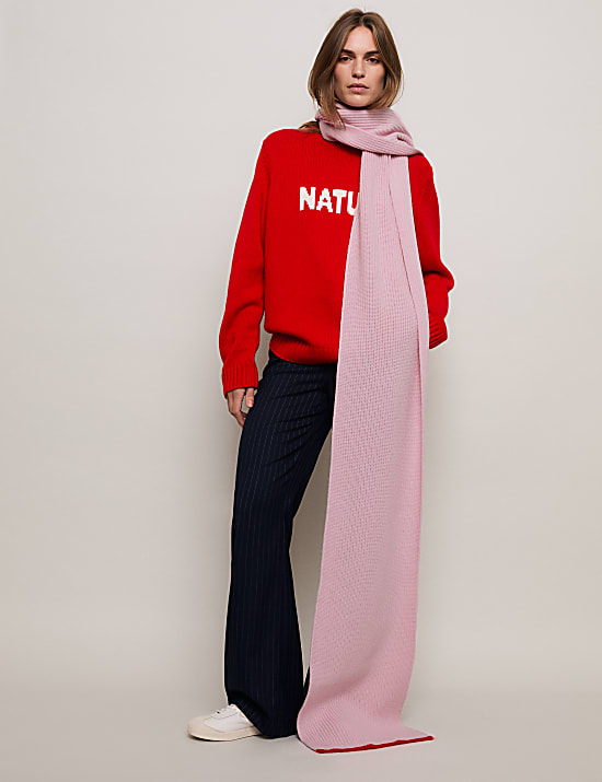 צעיף מבד עשיר בצמר מרינו בשילוב קשמיר