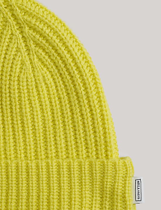 Merino Wool Blend Beanie Hat With Cashmere