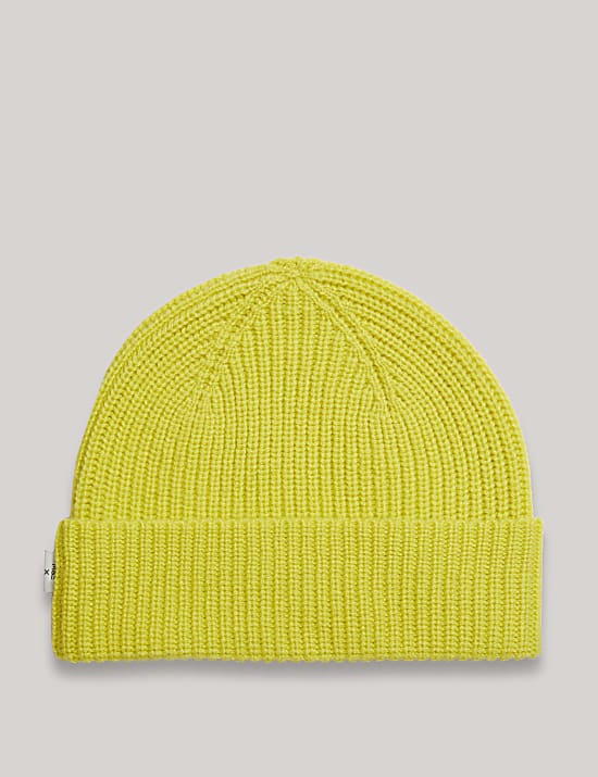 Merino Wool Blend Beanie Hat With Cashmere