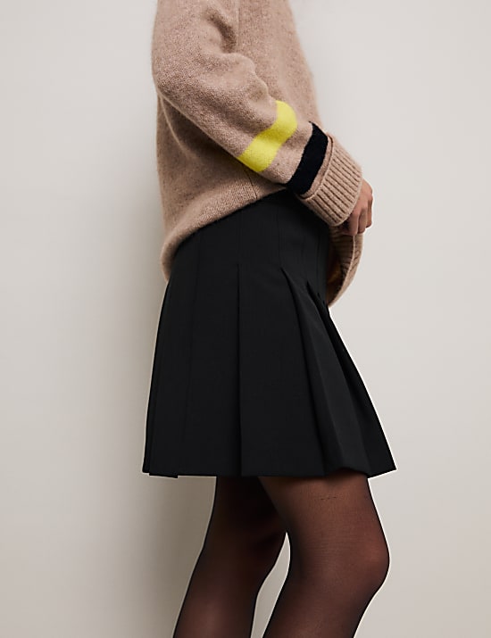 Geplooide minirok van wolmix