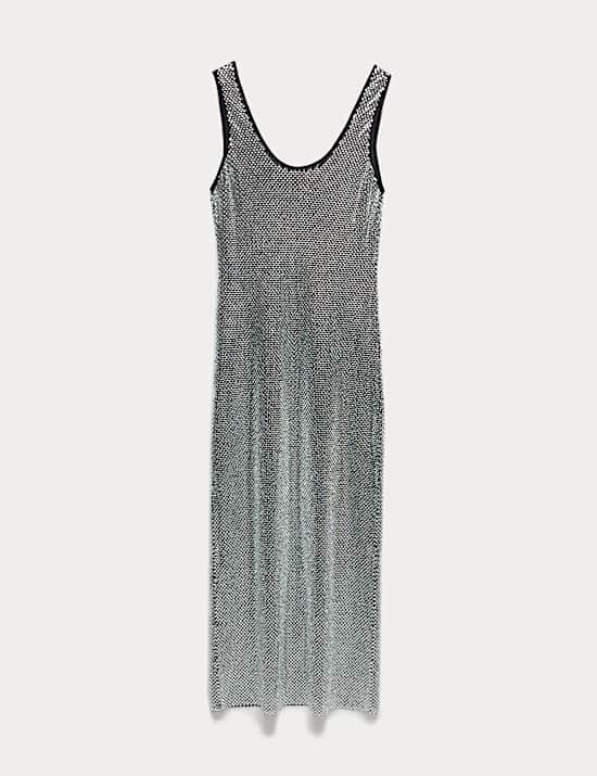 Metallic Embellished Maxi Bodycon Dress