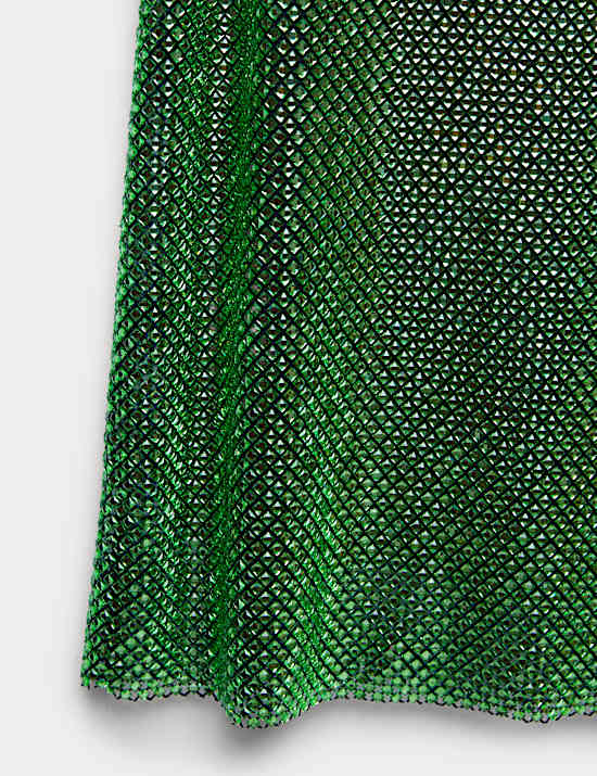 Metallic Embellished Mini Shift Dress