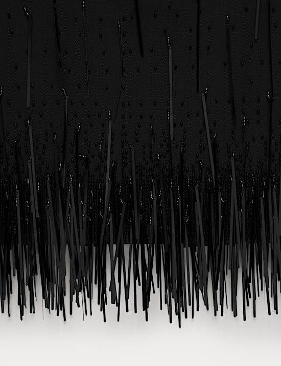 Wool Blend Embellished Tassel Midi Dress