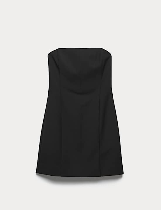 Wool Blend Strapless Mini Tailored Dress