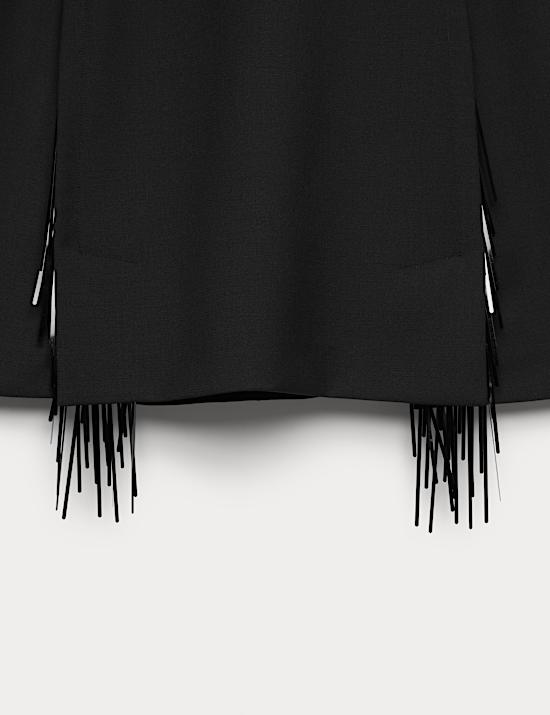 Wool Blend Embellished Tassel Mini Skirt