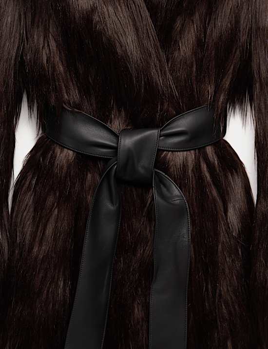 Faux Fur Collared Longline Trench Coat