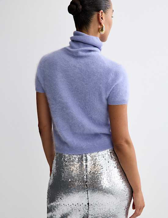 Pure Cashmere Roll Neck Knitted Top