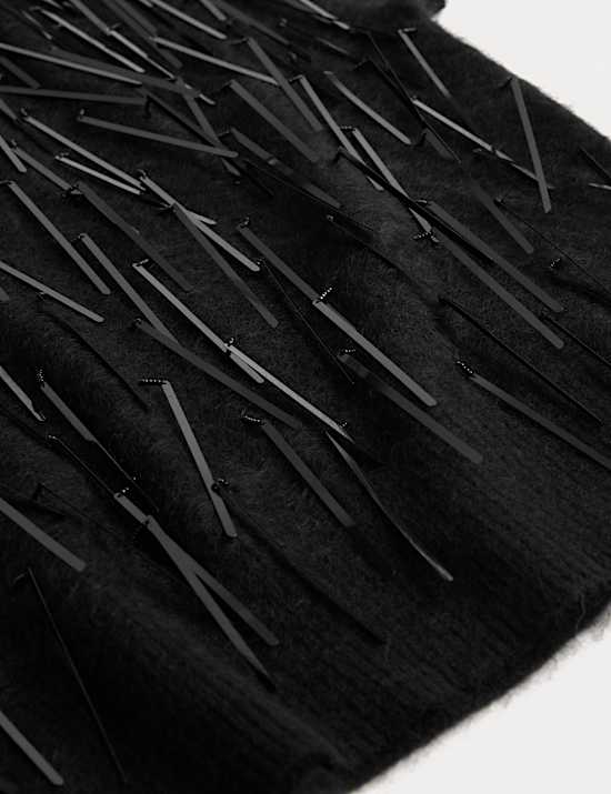 Pure Cashmere Embellished Roll Neck Top