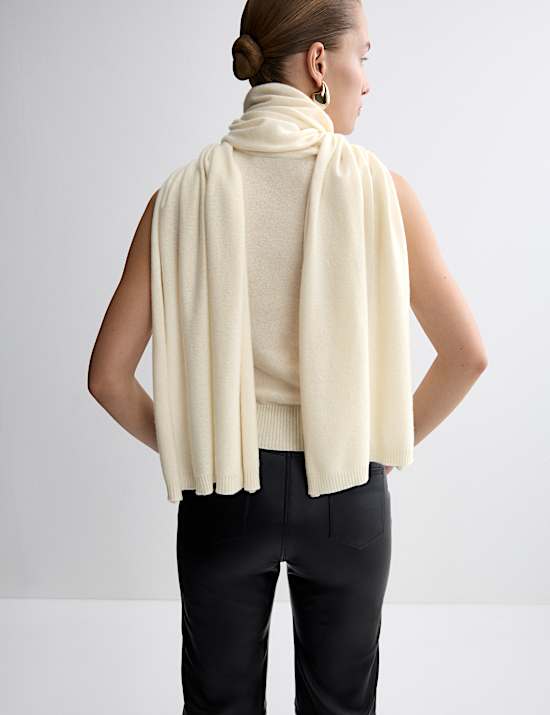 Pure Cashmere Scarf Neck Knitted Top