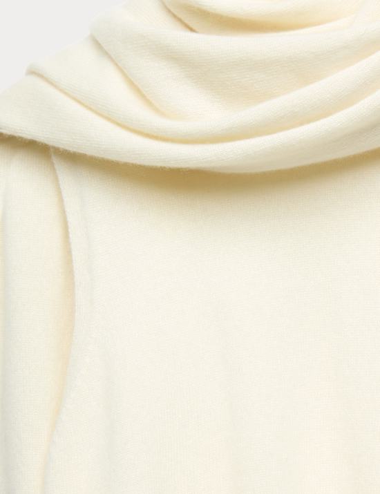 Pure Cashmere Scarf Neck Knitted Top