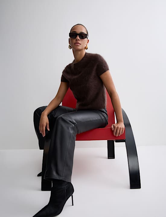 Brushed Pure Cashmere Cropped Knitted Top