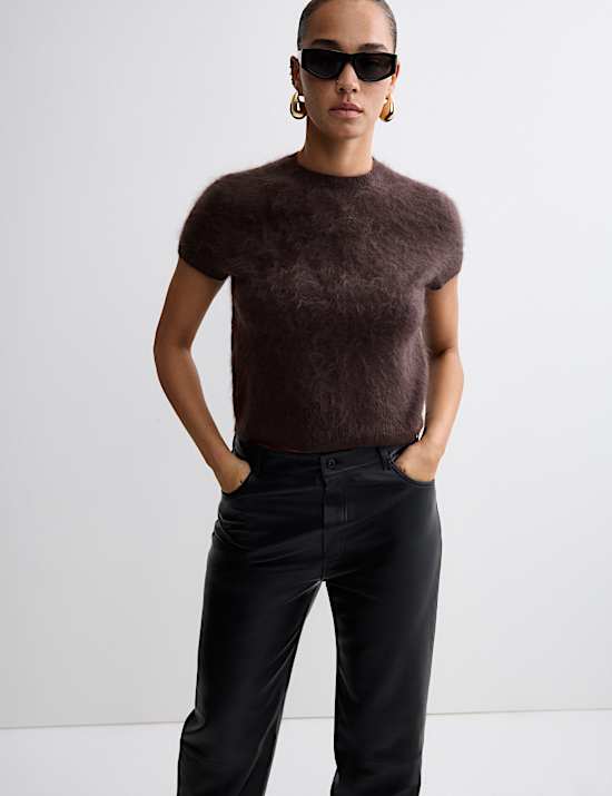 Brushed Pure Cashmere Cropped Knitted Top
