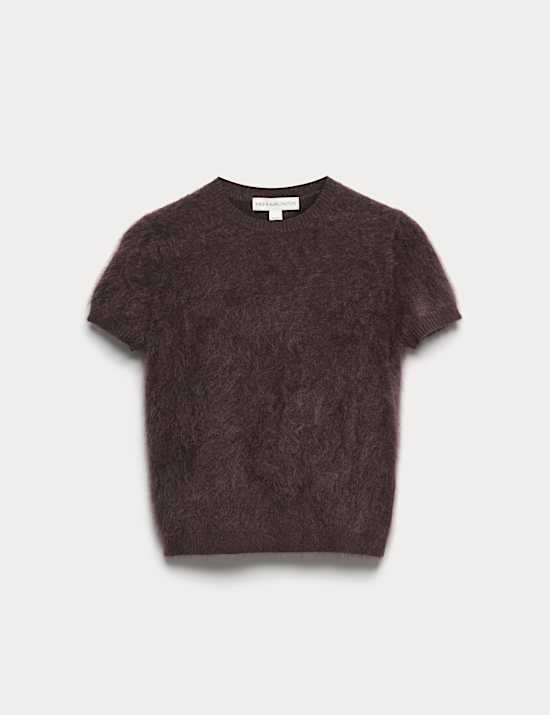 Brushed Pure Cashmere Cropped Knitted Top