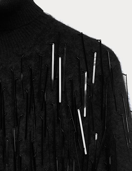 Pure Cashmere Embellished Mini Jumper Dress