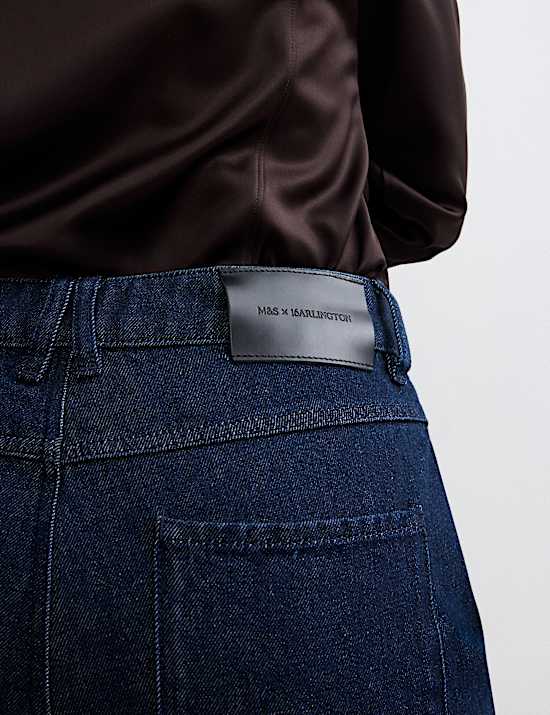 Pure Cotton High Waisted Wide Leg Jeans