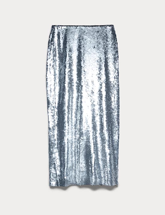 Sequin Midi Column Skirt