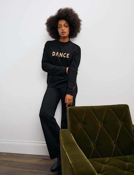 Pure Cashmere Dance Slogan Jumper