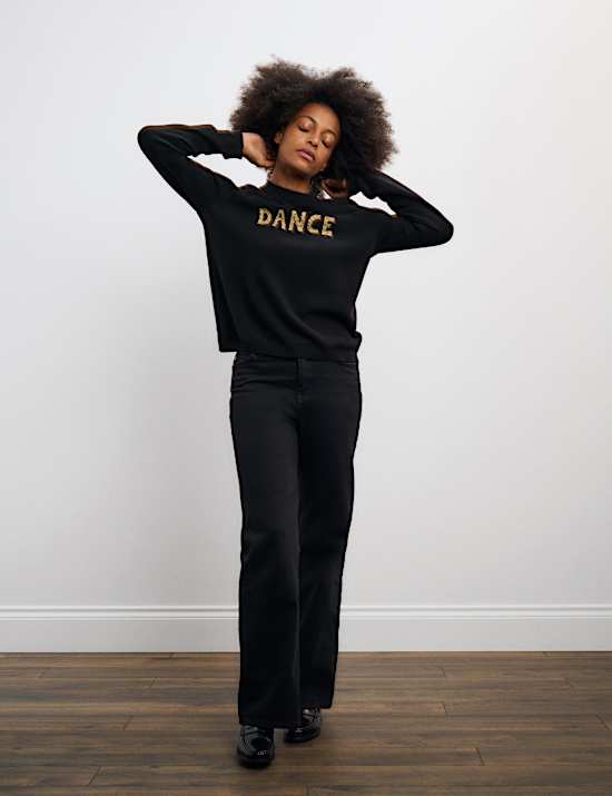 Pure Cashmere Dance Slogan Jumper