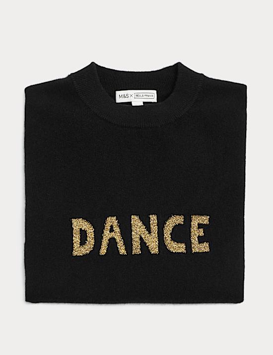Pure Cashmere Dance Slogan Jumper