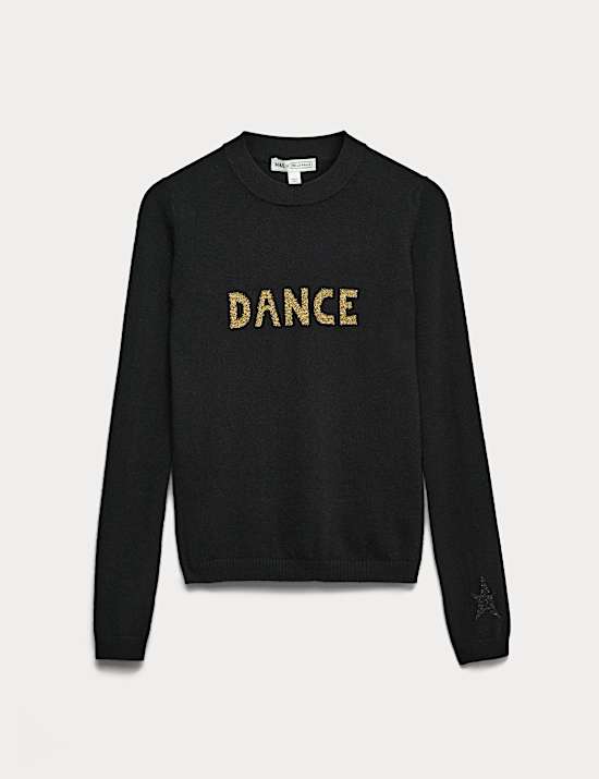 Pure Cashmere Dance Slogan Jumper