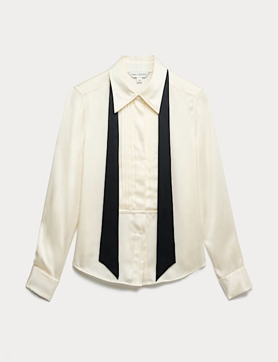 Kemeja Detail Lipit Sutra Murni