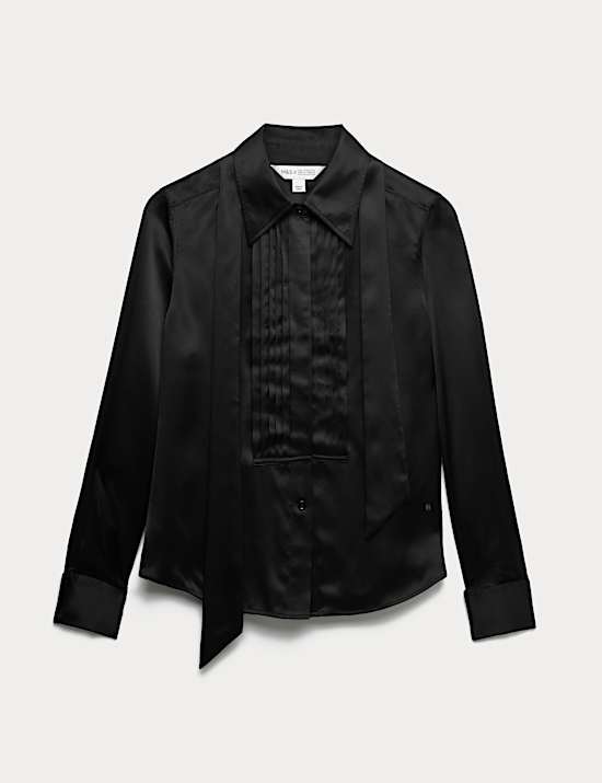 Pure Silk Pleat Detail Shirt