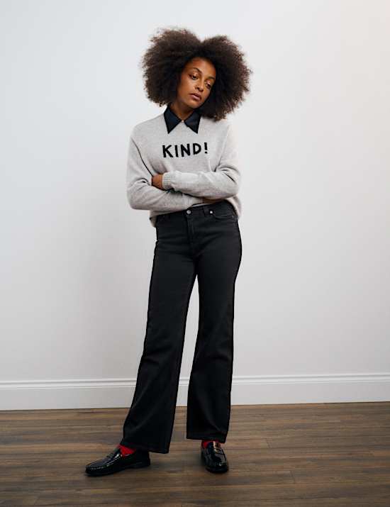 Cotton Rich High Waisted Wide Leg Jeans