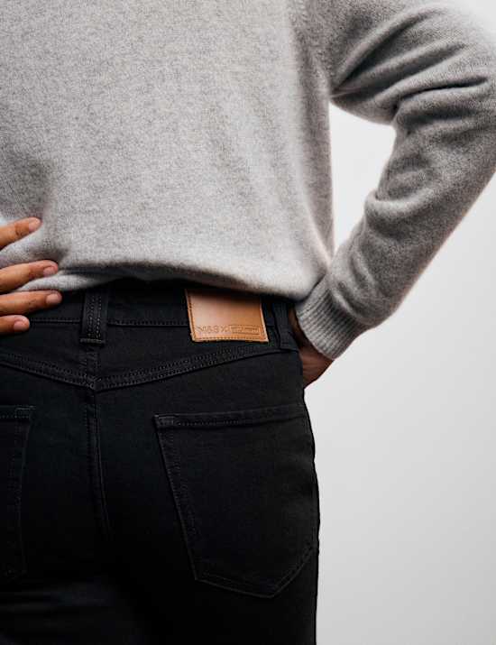 Cotton Rich High Waisted Wide Leg Jeans